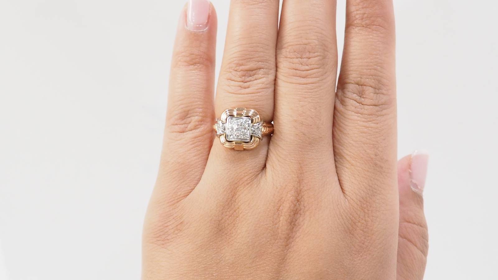 Bague Tank en or jaune et diamants