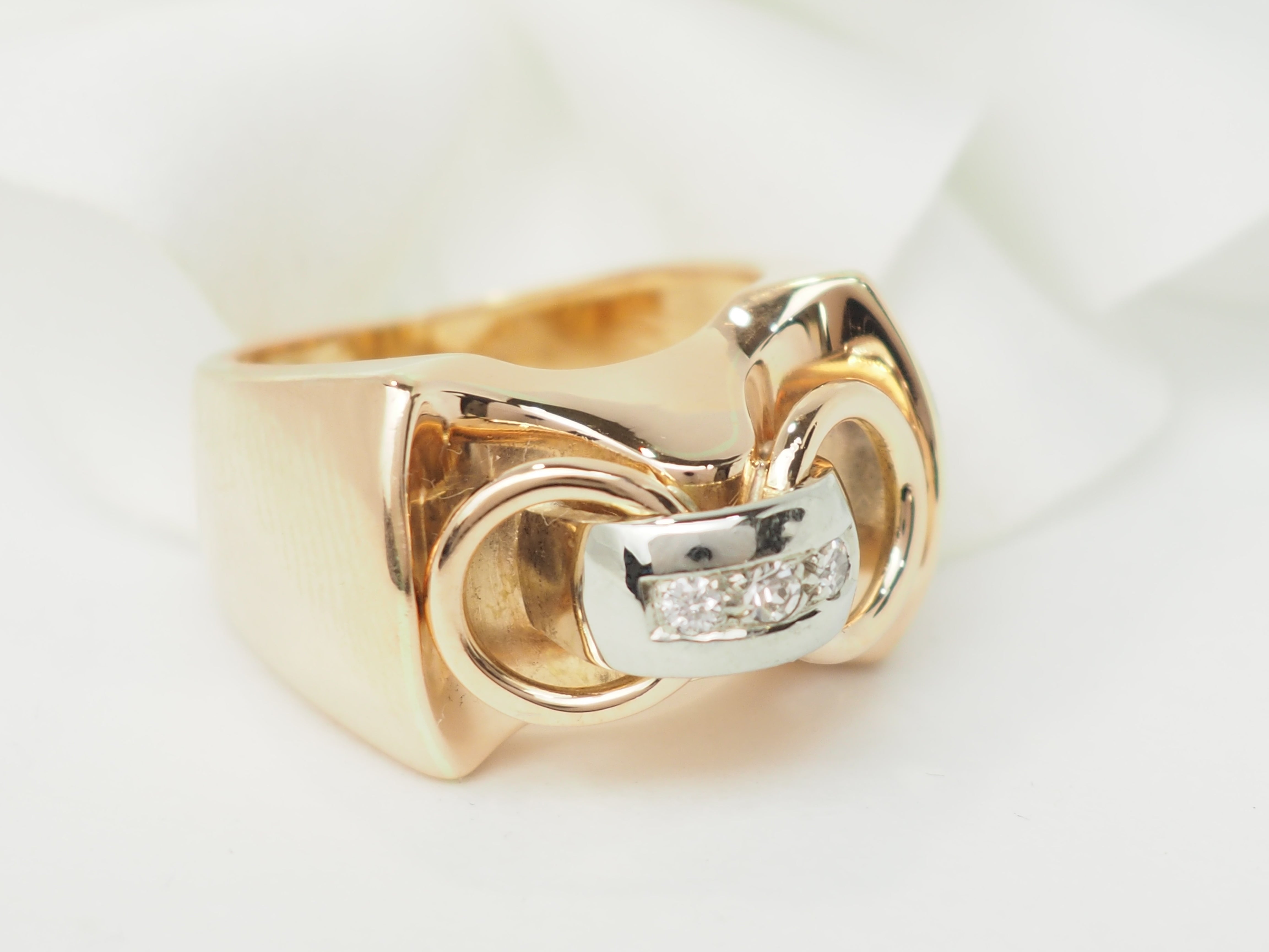 Bague Tank en or rose et diamants