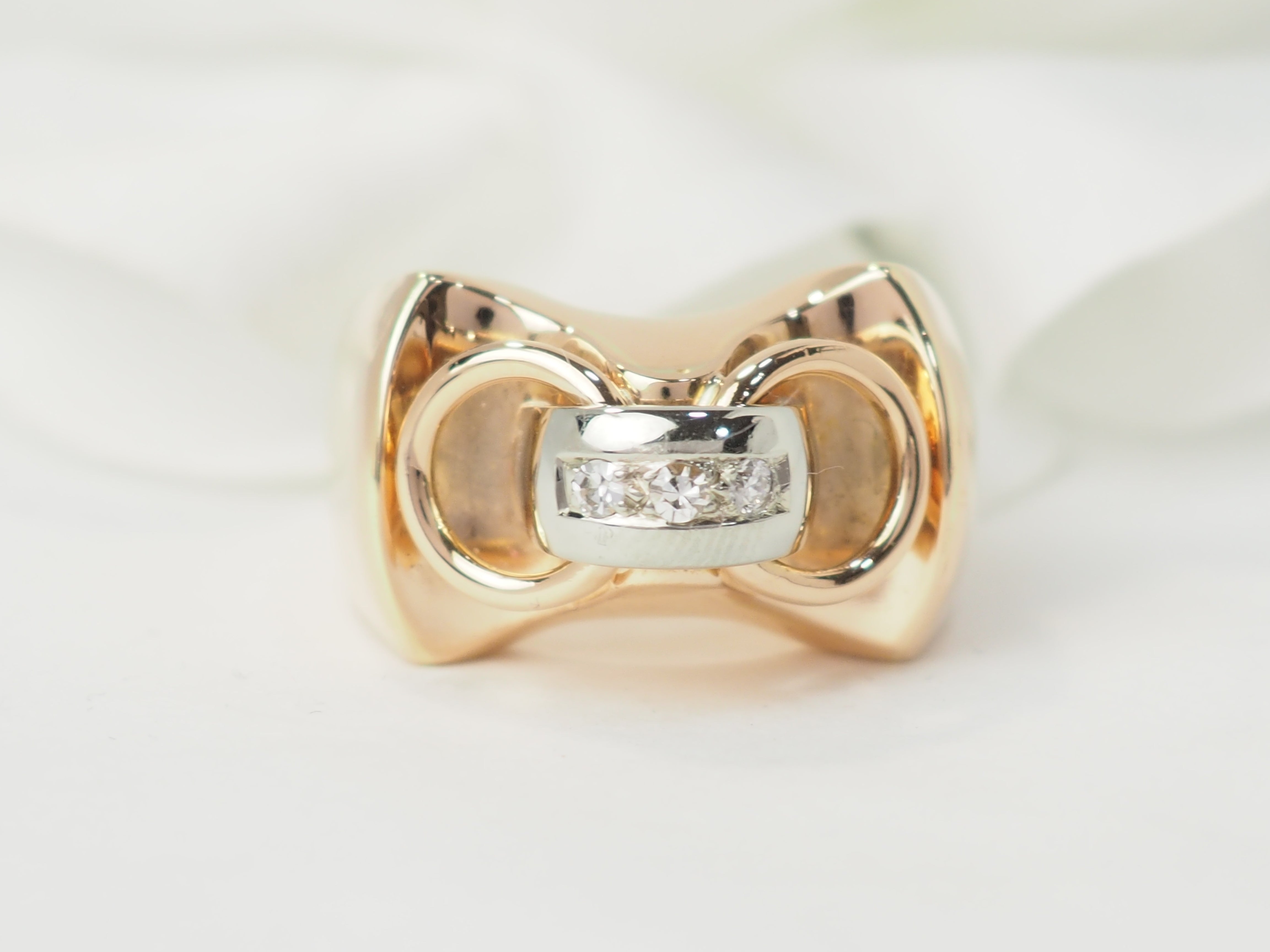 Bague Tank en or rose et diamants