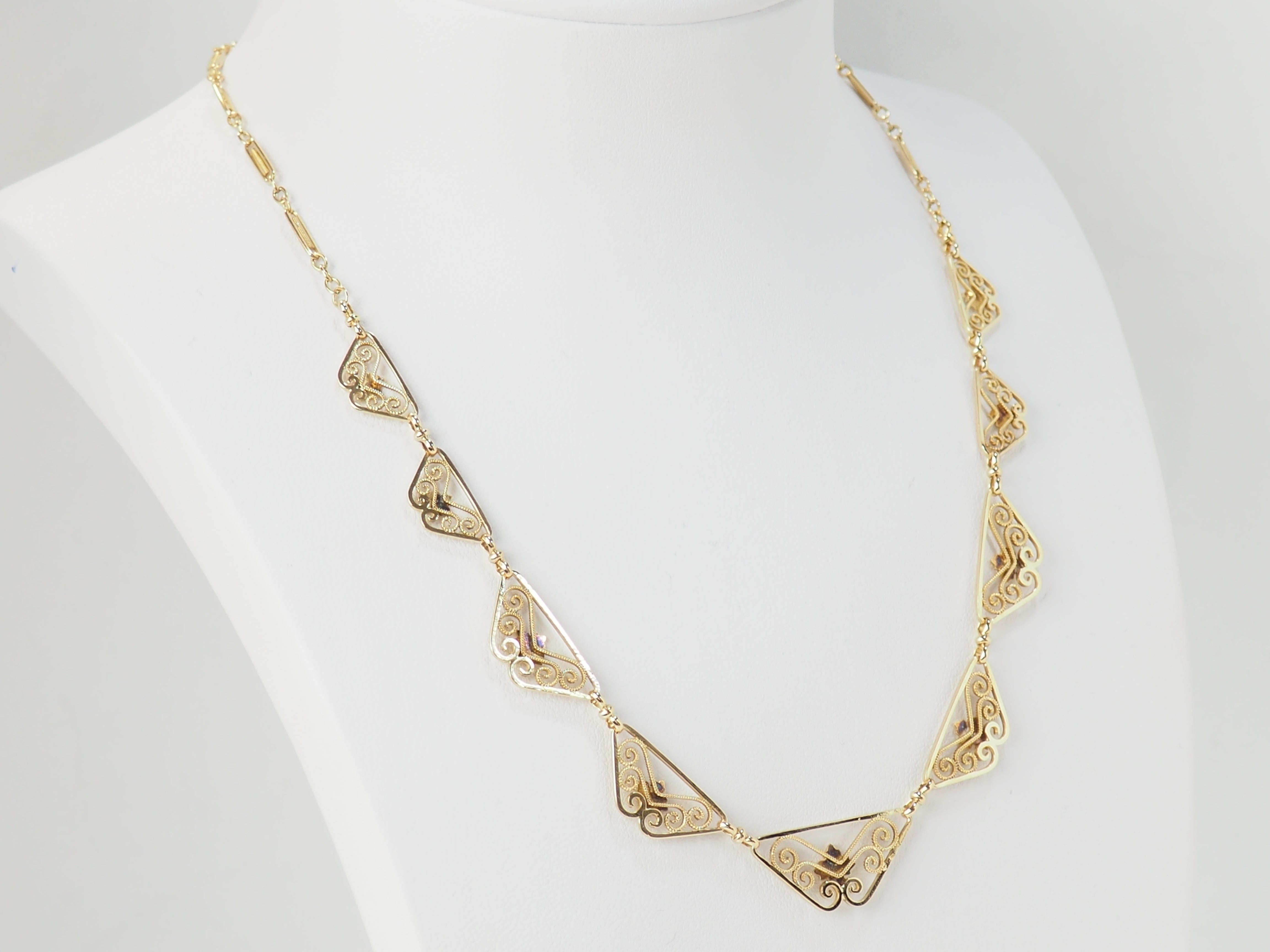 Collier draperie Fin XIXème en or jaune