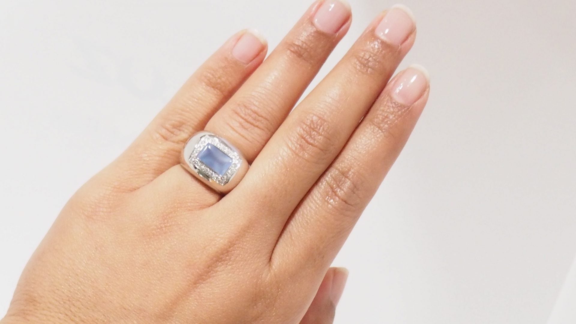 Poiray, White Gold Ring Blue Chalcedony Diamonds