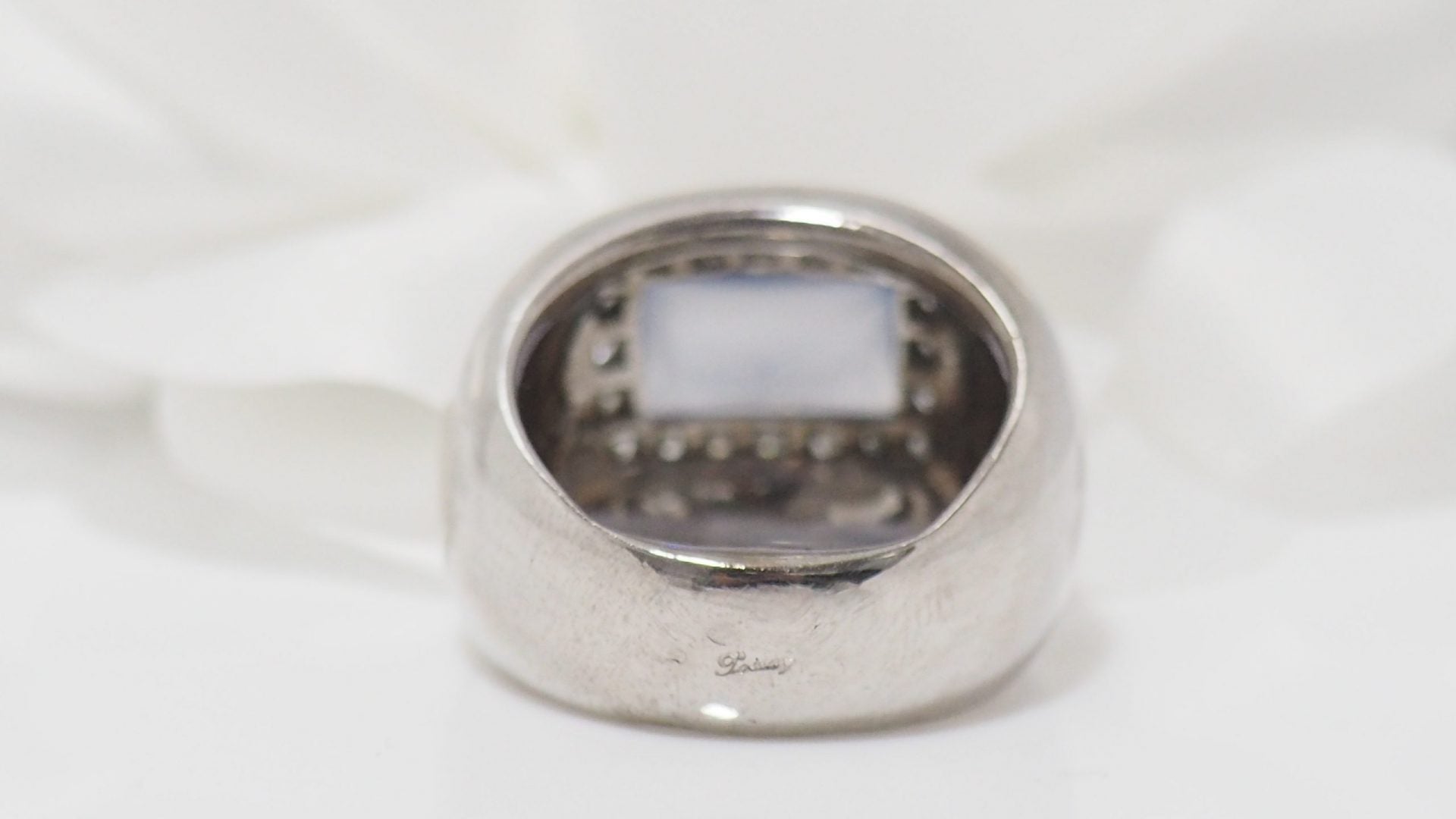 Poiray, White Gold Ring Blue Chalcedony Diamonds