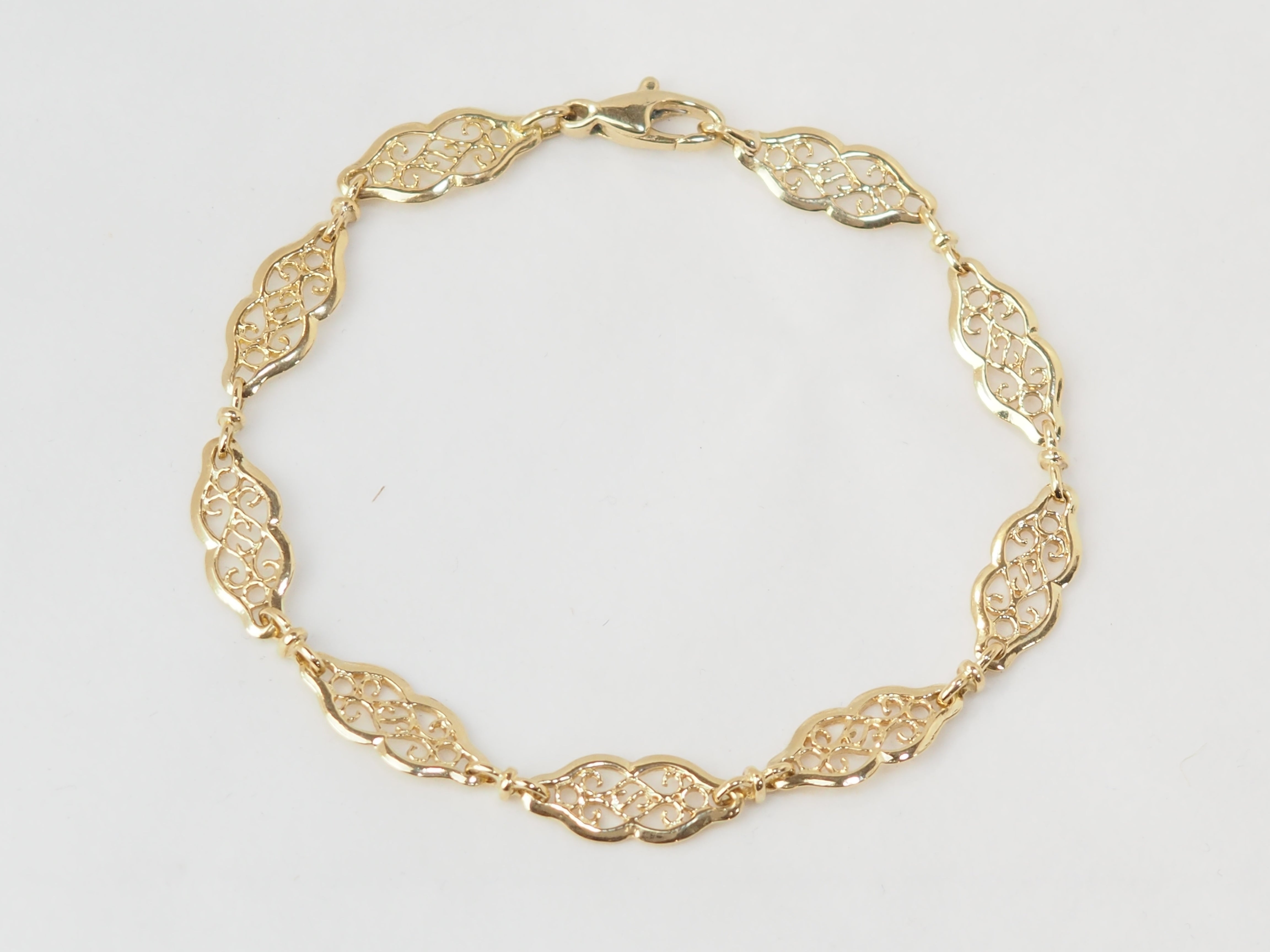 Bracelet ancien maille filigrane en or jaune