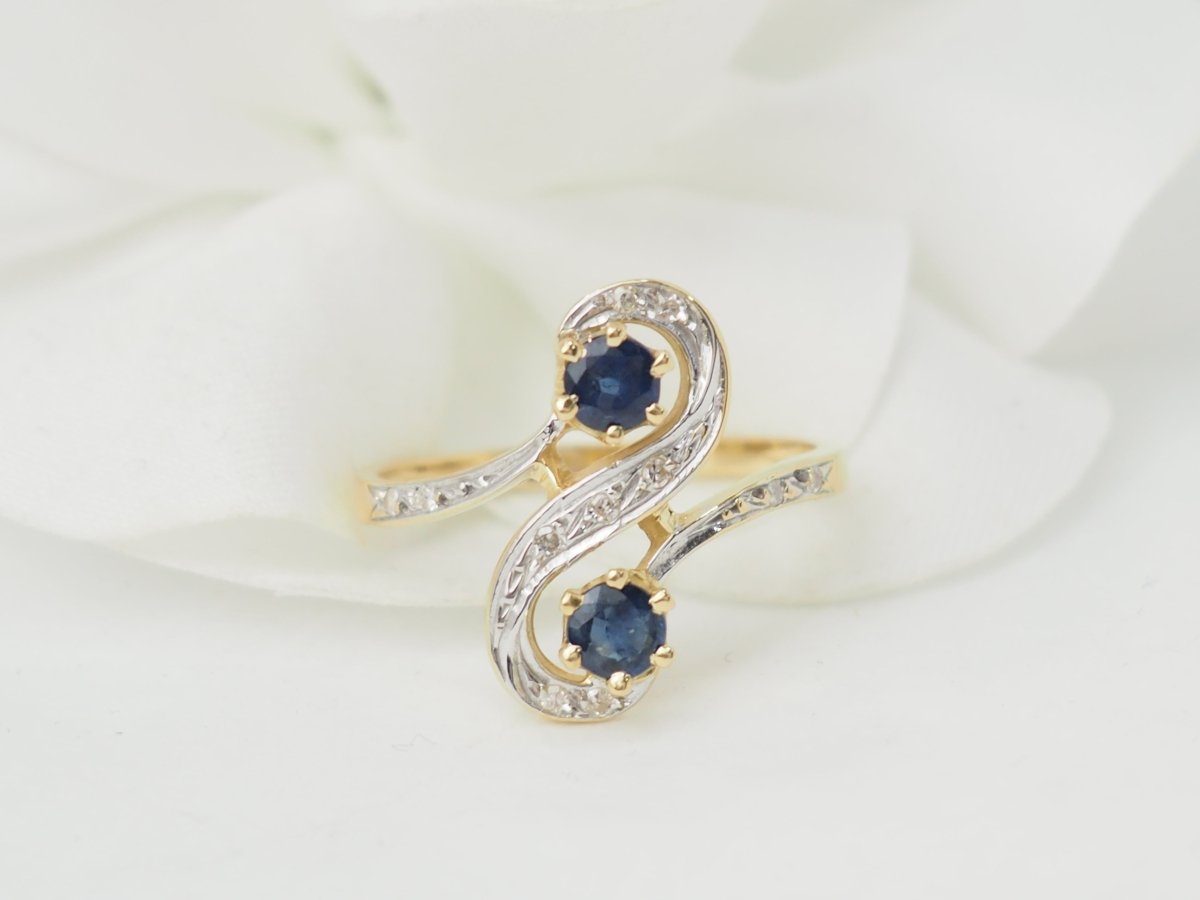 Bague Toi et Moi en or bicolore, saphirs et diamants - Maison Eloe