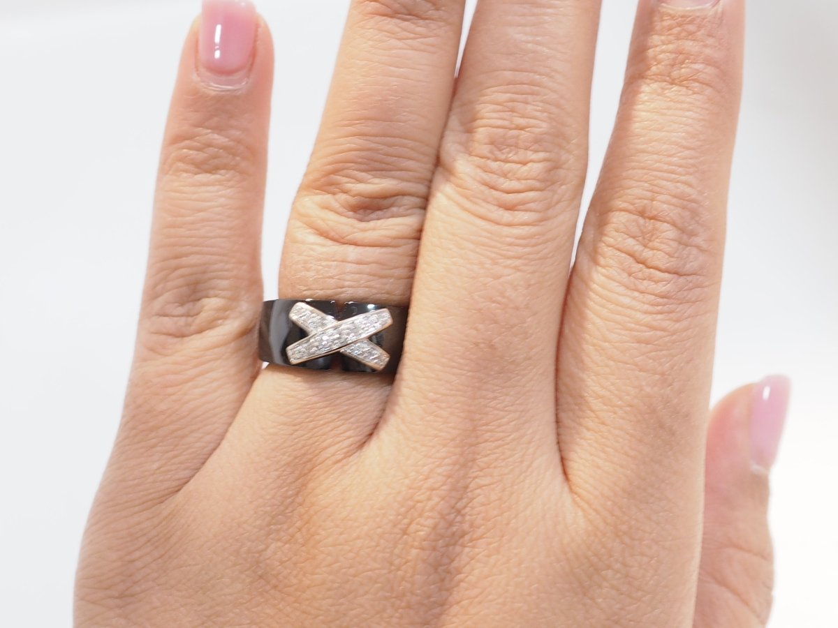 Bague en or blanc et céramique - Maison Eloe