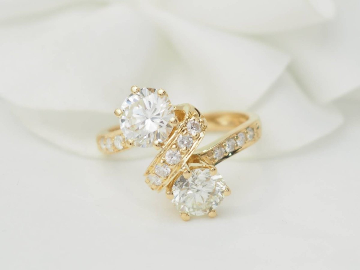Bague Toi et Moi en or jaune et diamants - Maison Eloe
