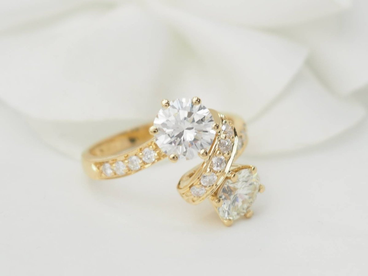 Bague Toi et Moi en or jaune et diamants - Maison Eloe