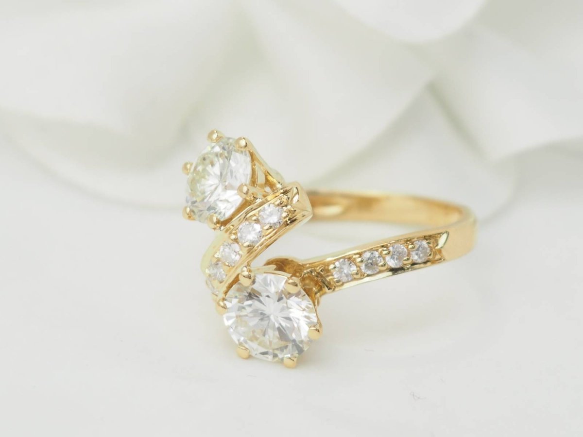 Bague Toi et Moi en or jaune et diamants - Maison Eloe
