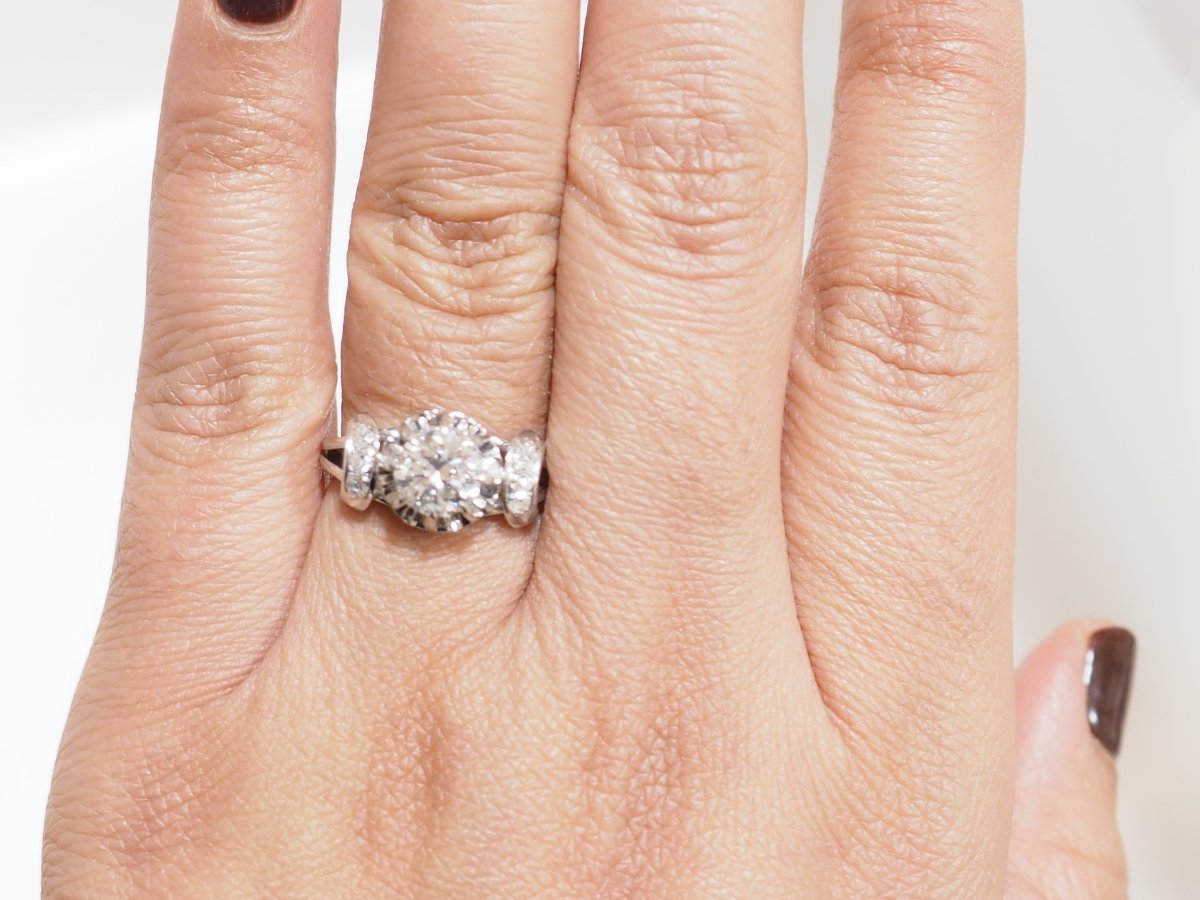 Bague solitaire en or blanc platine et diamant 1,20ct - Maison Eloe