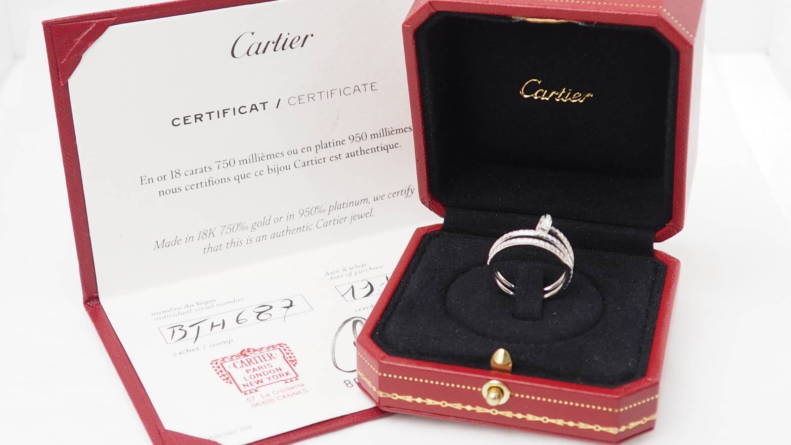 Bague Cartier Juste un Clou en or blanc et diamants