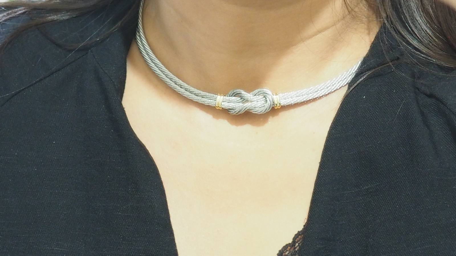 Collier FRED force 10 vintage en or jaune et acier