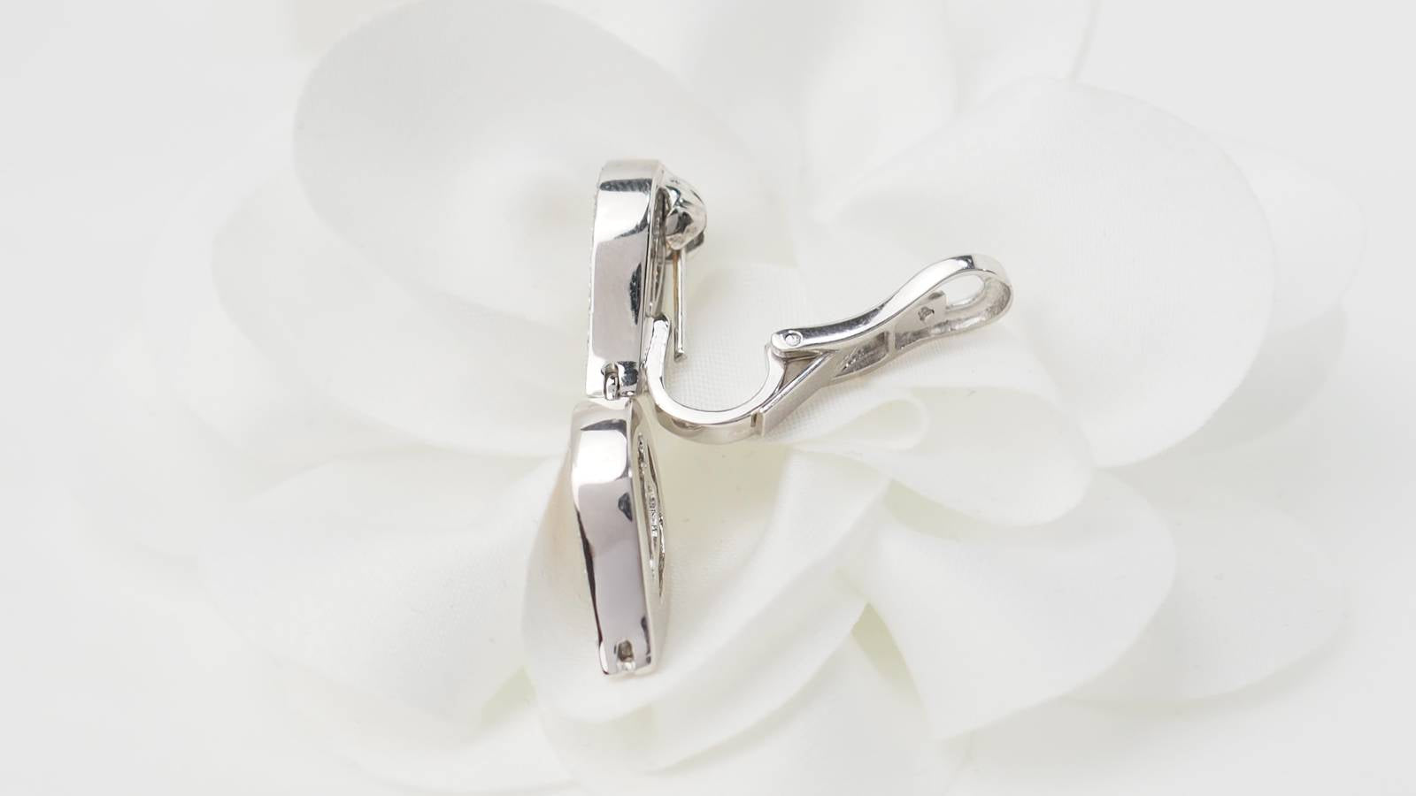 Pendants d'oreilles en or blanc, citrines et diamants