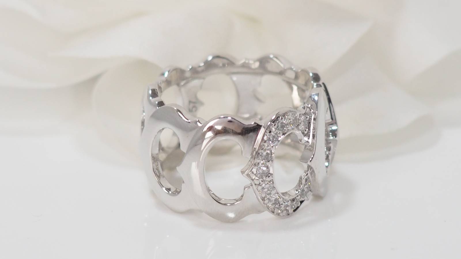 Cartier C collection ring in white gold and diamonds