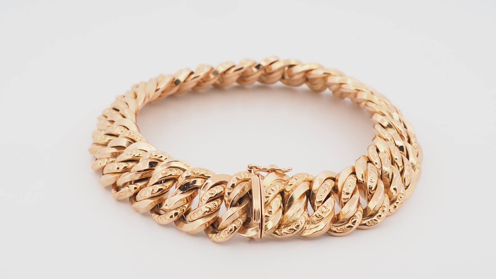 Bracelet vintage maille américaine en or rose