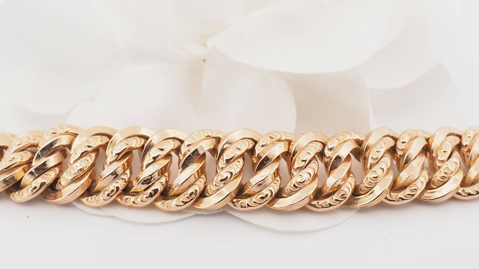 Bracelet vintage maille américaine en or rose