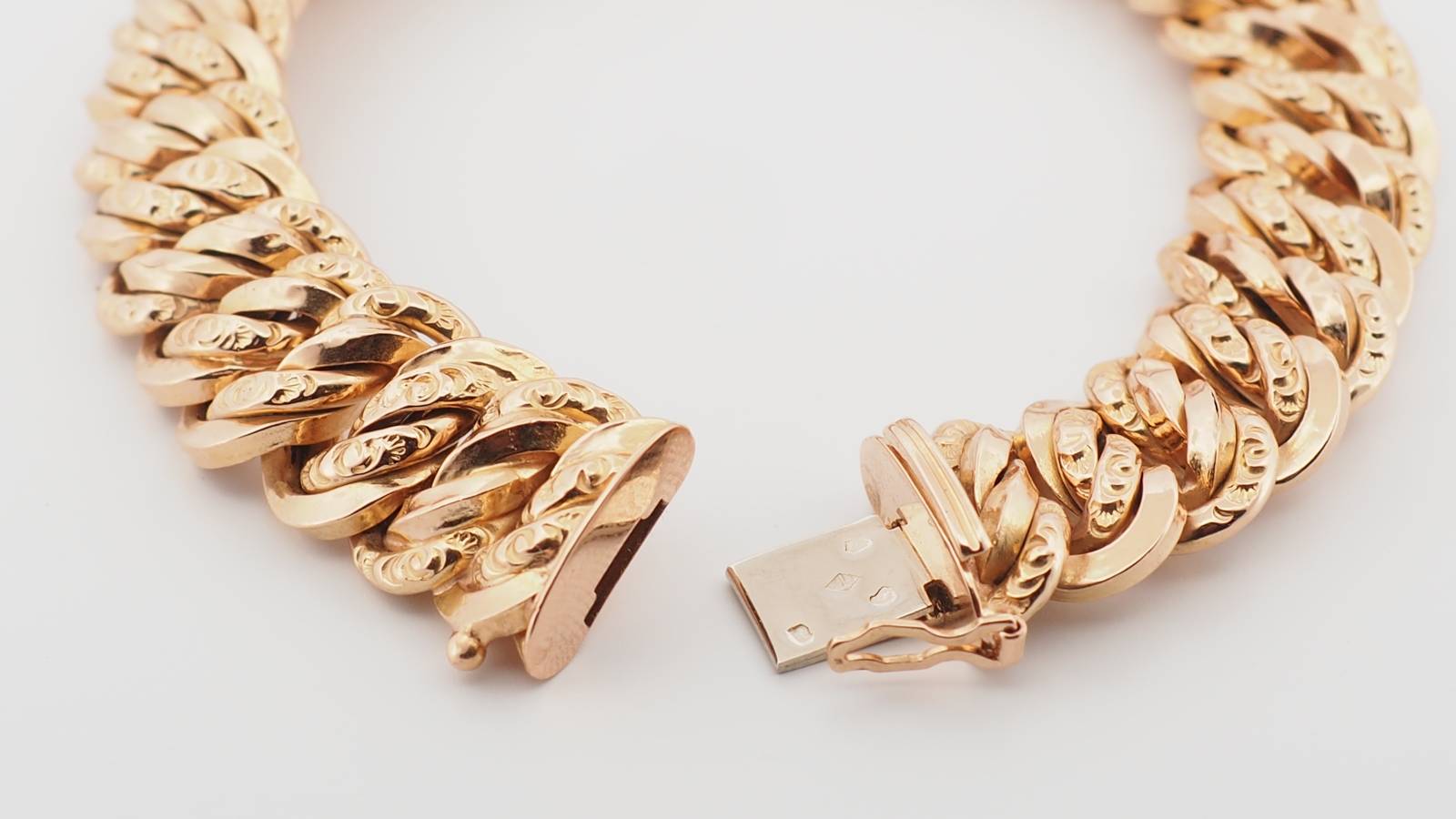 Bracelet vintage maille américaine en or rose