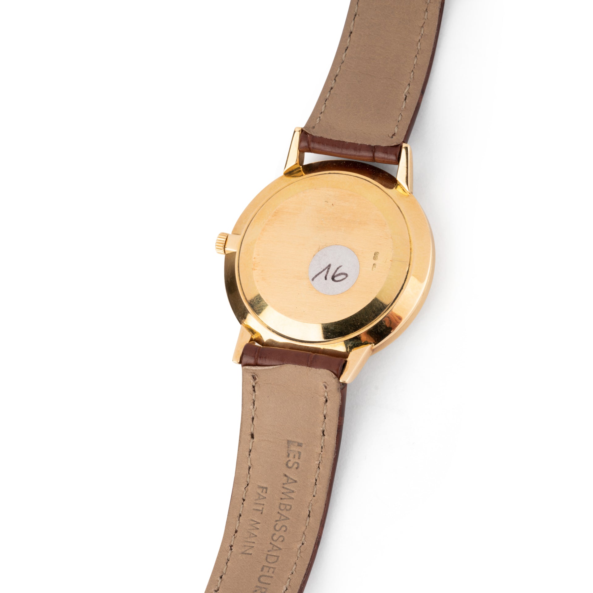 Montre Patek Philippe "Calatrava" en or jaune 18K sur cuir