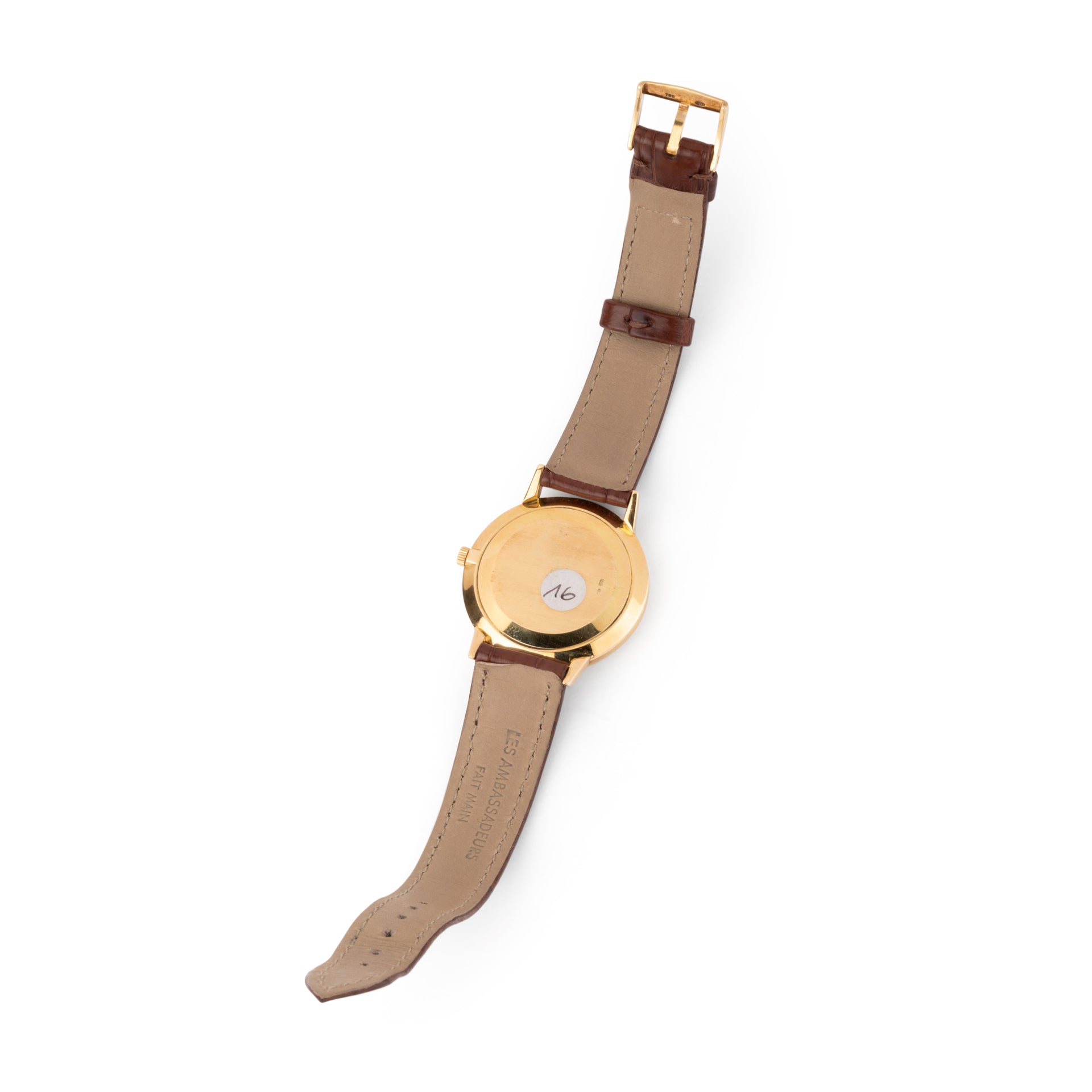 Montre Patek Philippe "Calatrava" en or jaune 18K sur cuir