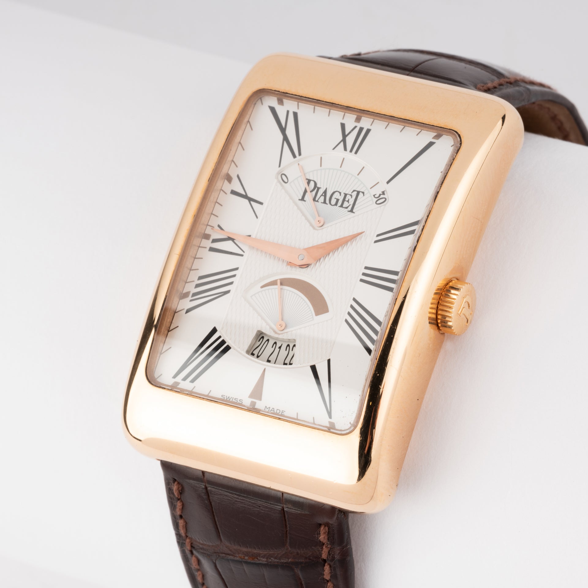 Piaget "Black Tie" watch in rose gold on leather