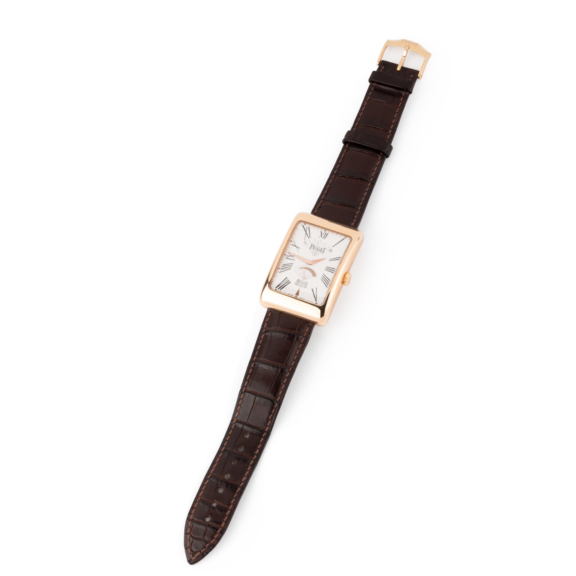 Piaget "Black Tie" watch in rose gold on leather