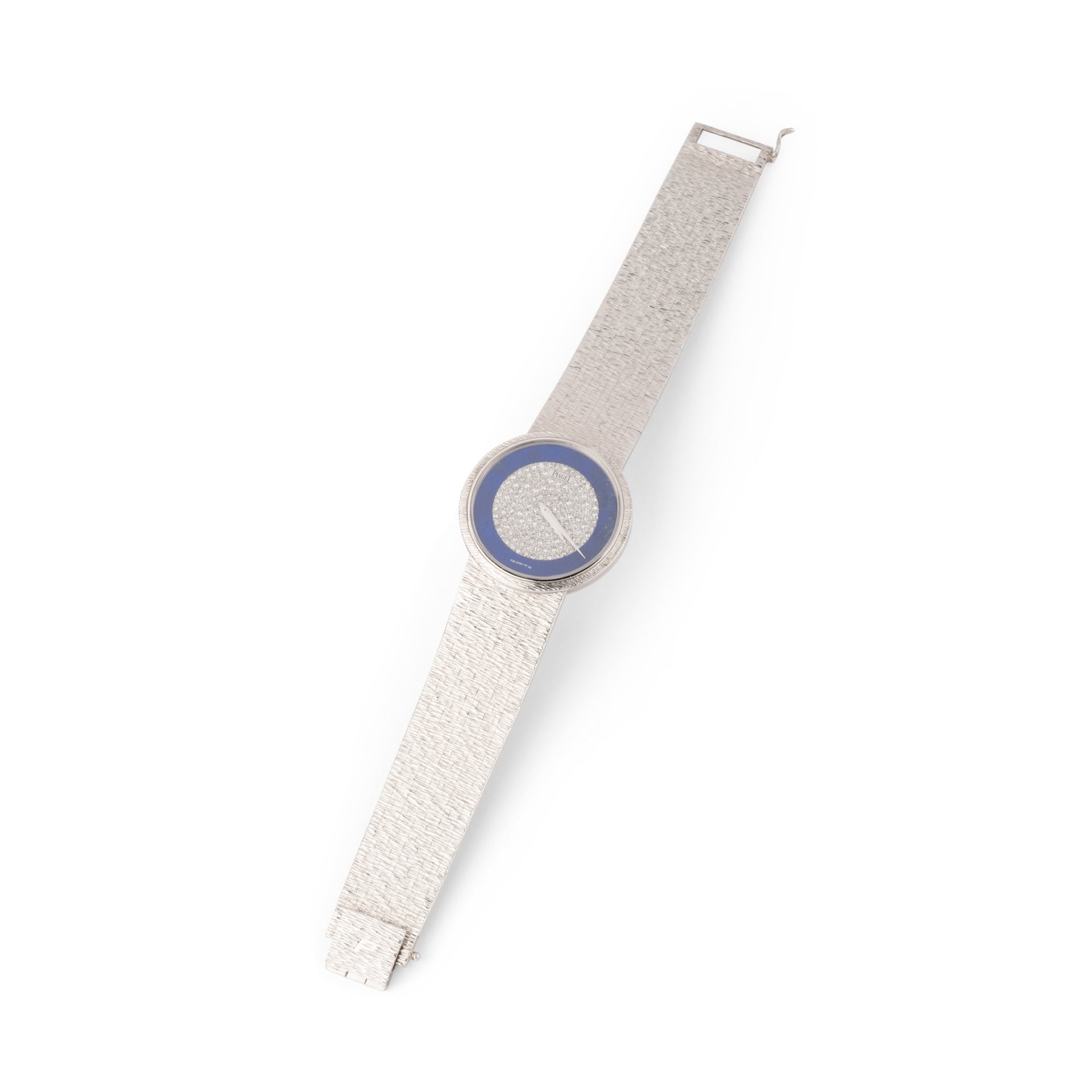A Piaget watch in white gold, lapis lazuli and diamonds