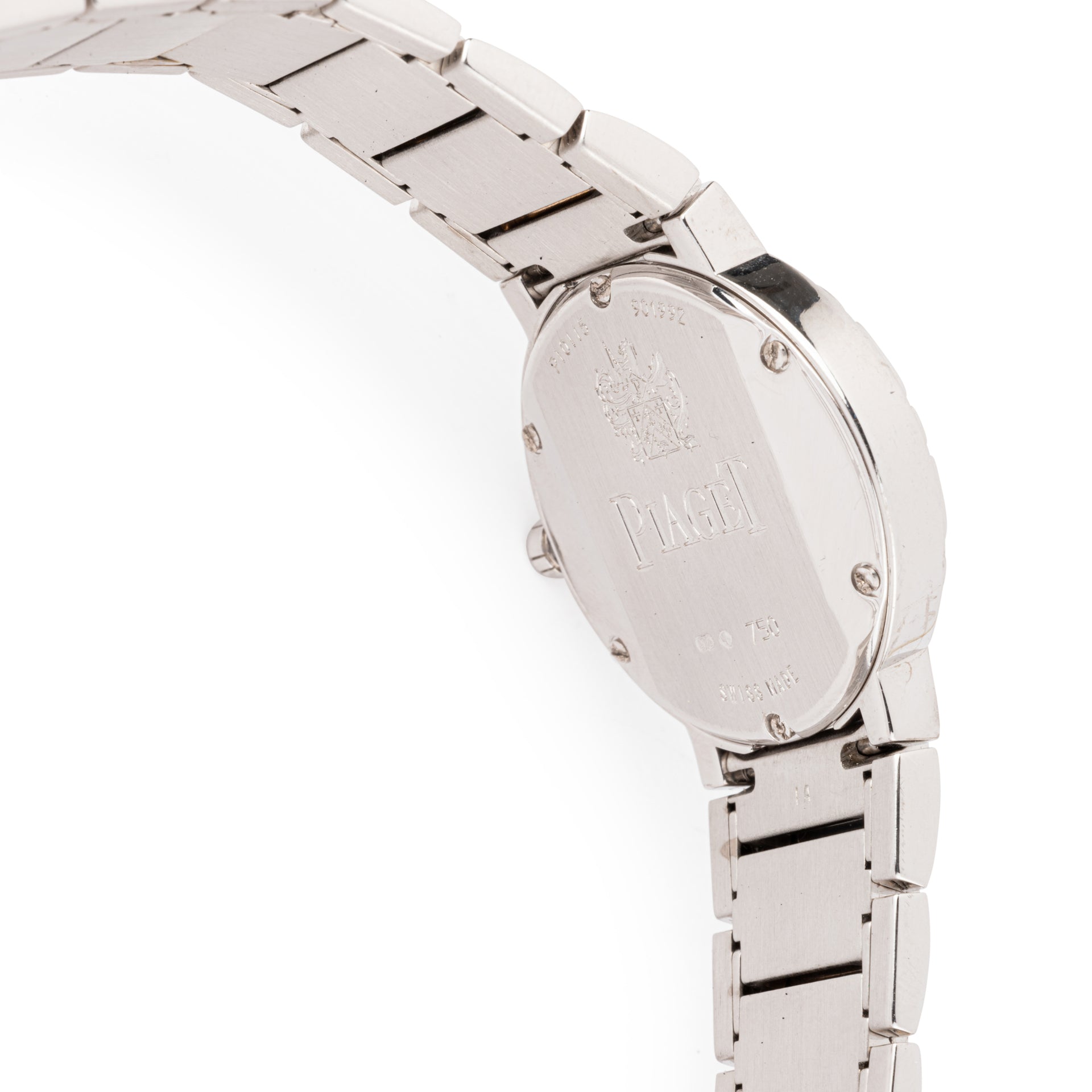 A Piaget "Polo" watch in white gold on white gold, diamonds