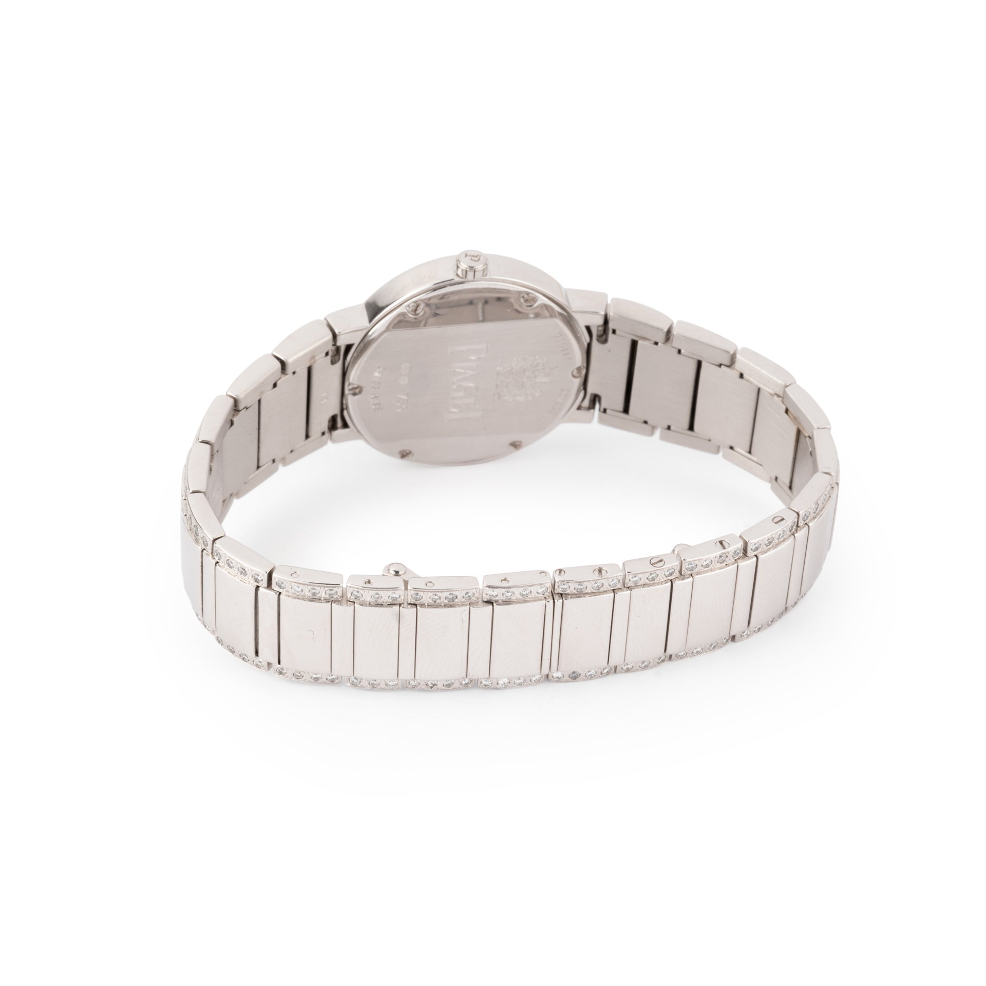 A Piaget "Polo" watch in white gold on white gold, diamonds