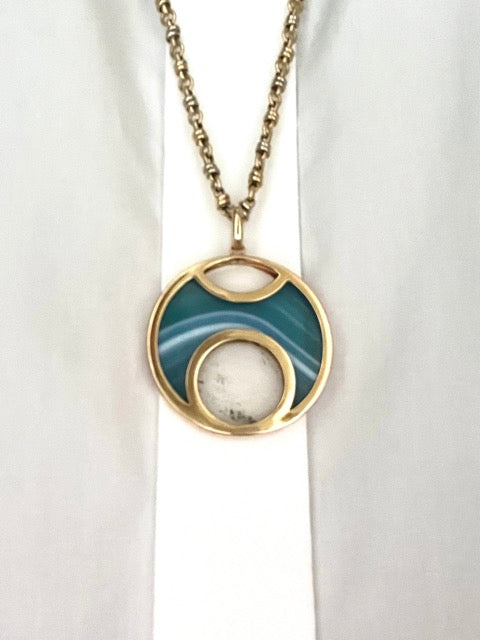 Bulgari vintage, Pendentif Or, Agate et Quartz rutilé