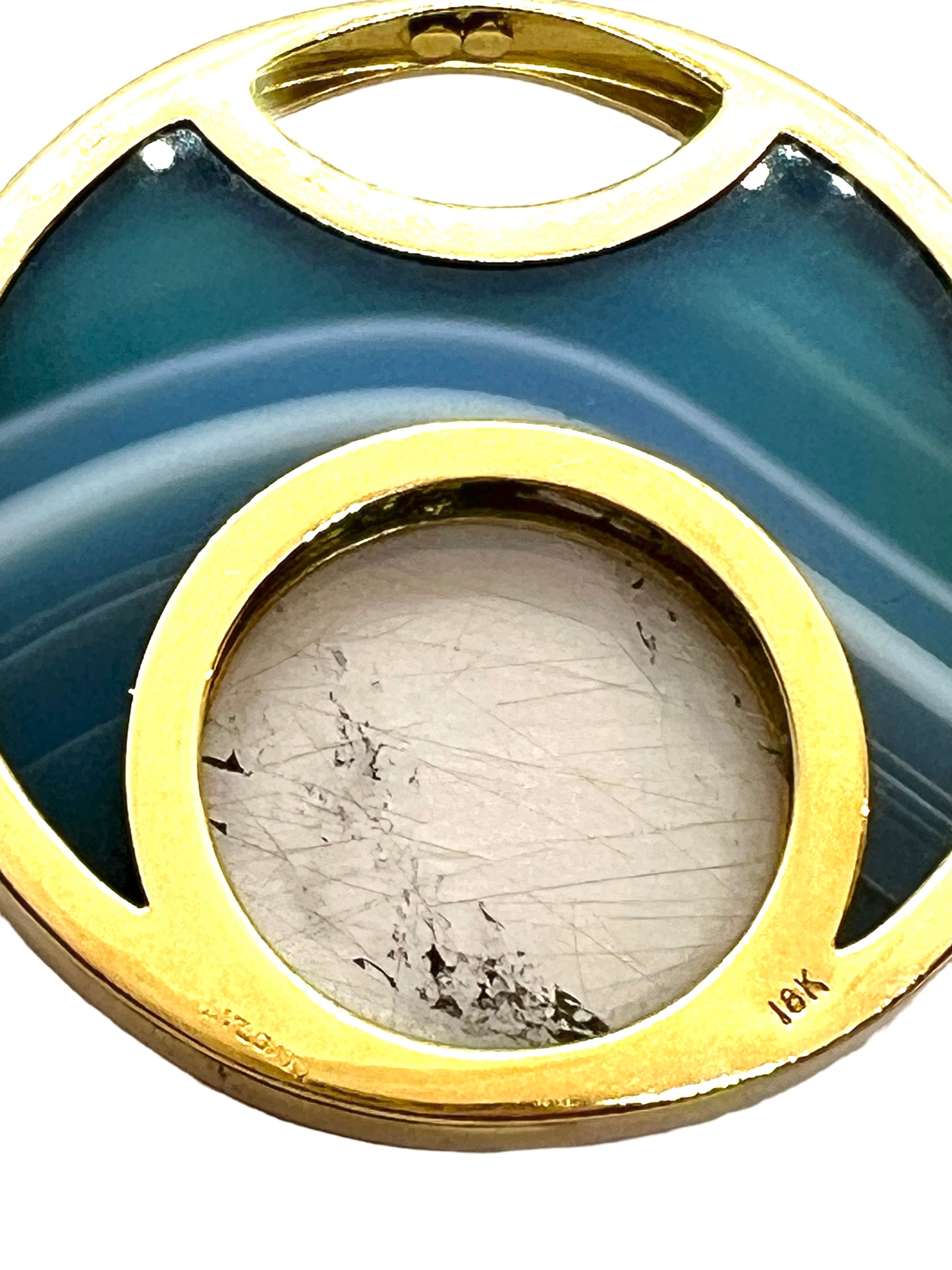 Vintage Bulgari, Gold, Agate and Rutilated Quartz Pendant