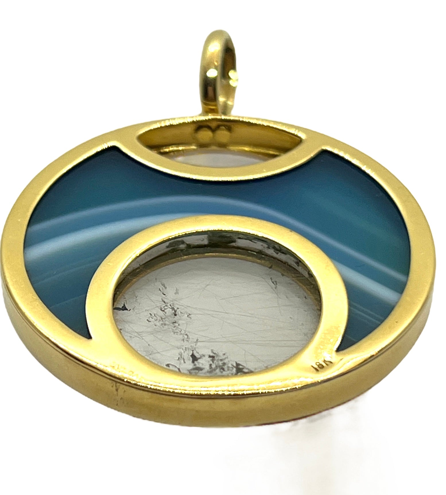 Vintage Bulgari, Gold, Agate and Rutilated Quartz Pendant