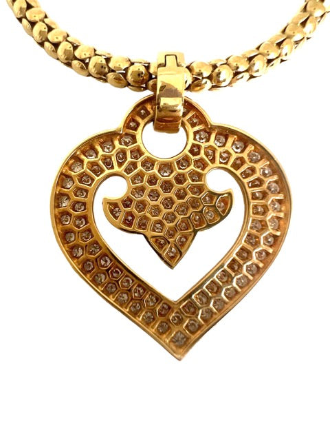 OJ Perrin, Legend Heart Necklace Diamonds Yellow Gold