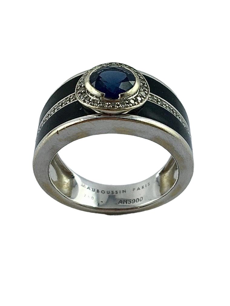 A Mauboussin ring, "Bonbon bleu" model, in 18K white gold