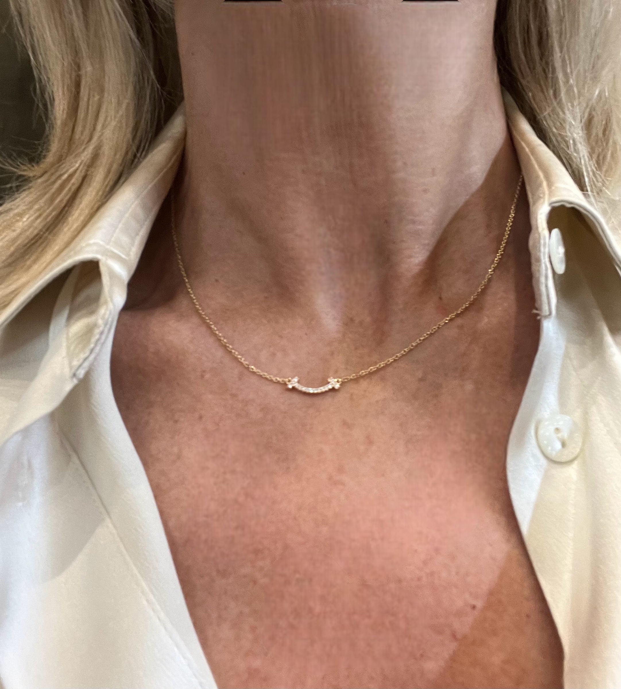 Tiffany, Smile T Necklace, Yellow Gold Diamonds