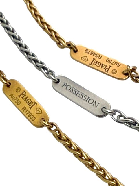 Piaget 3 colliers Possession en or jaune et or blanc diamants lapis lazuli cornaline