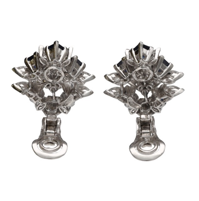 Piaget vintage platinum diamond and sapphire clip-on earrings