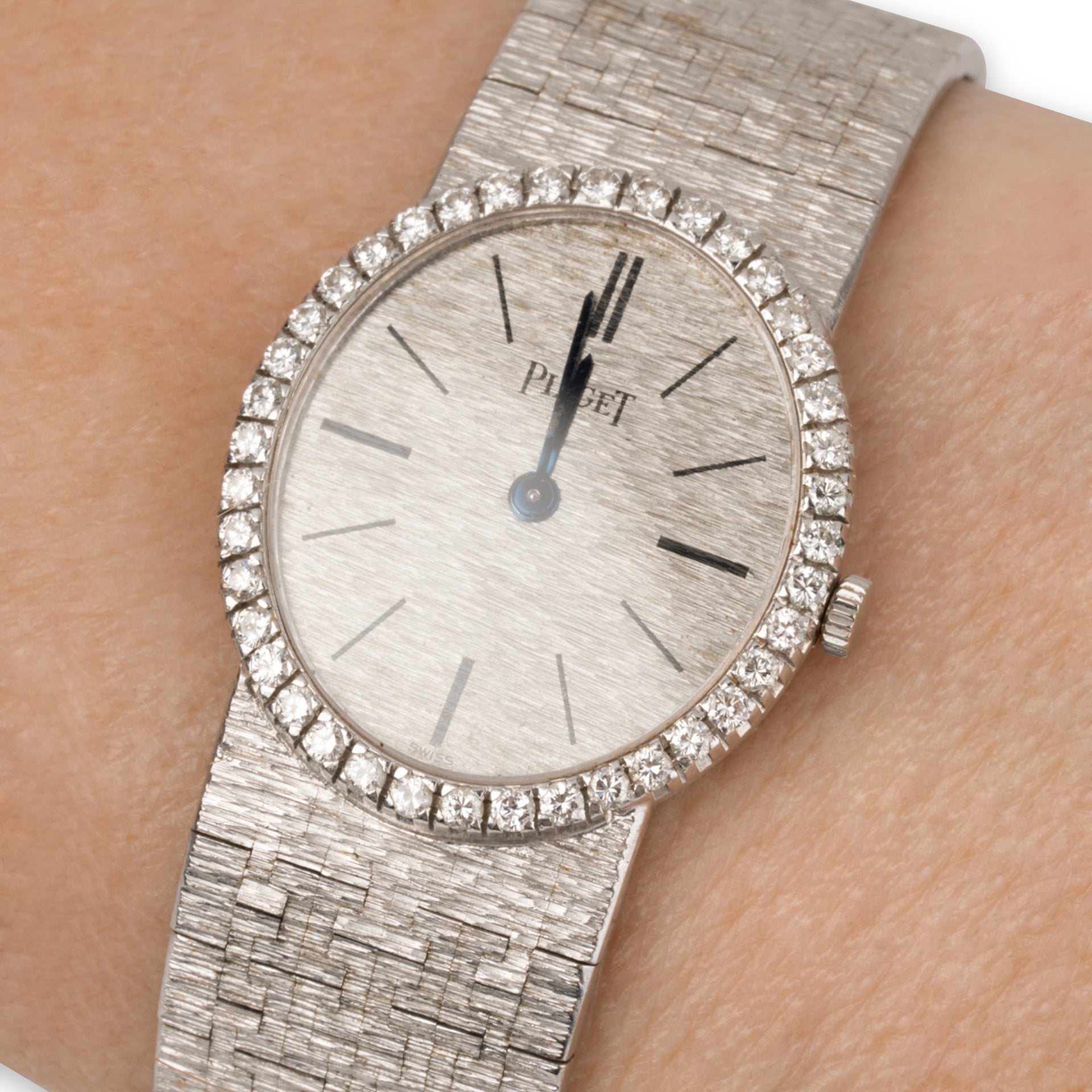 Piaget, Montre vintage Or Blanc et Diamants