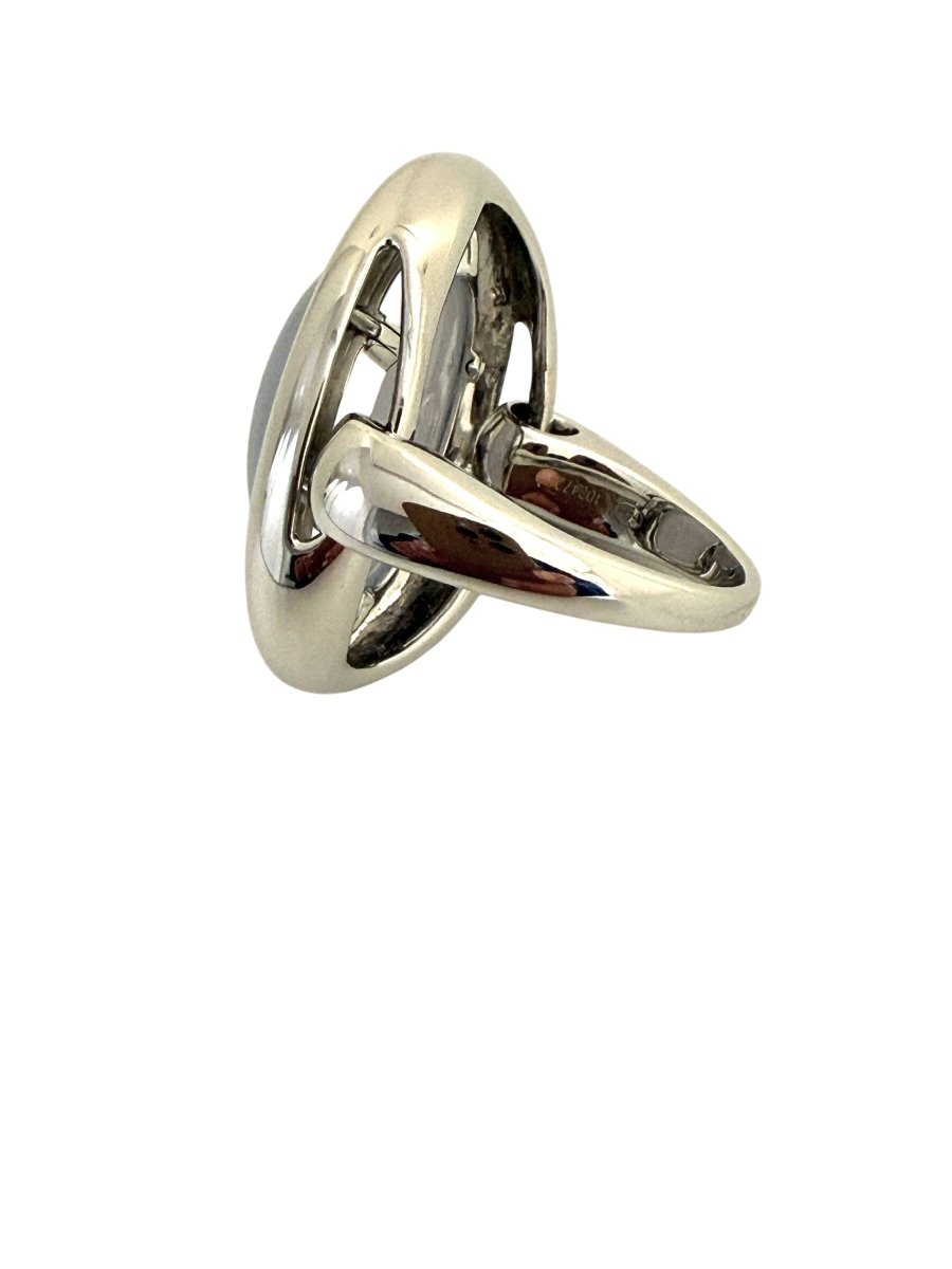 Poiray bague or gris 18K et calcédoine - Maison Eloe