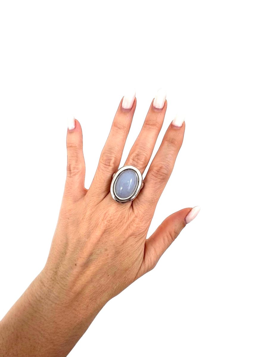 Poiray bague or gris 18K et calcédoine - Maison Eloe