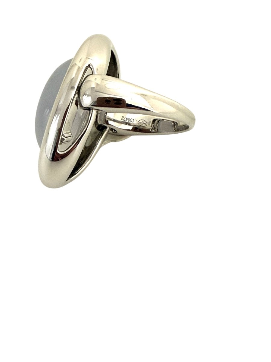 Poiray bague or gris 18K et calcédoine - Maison Eloe