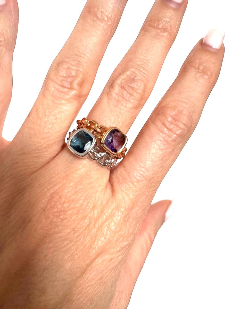 Poiray bague petit modèle "Indrani" en or rose et améthyste - Maison Eloe