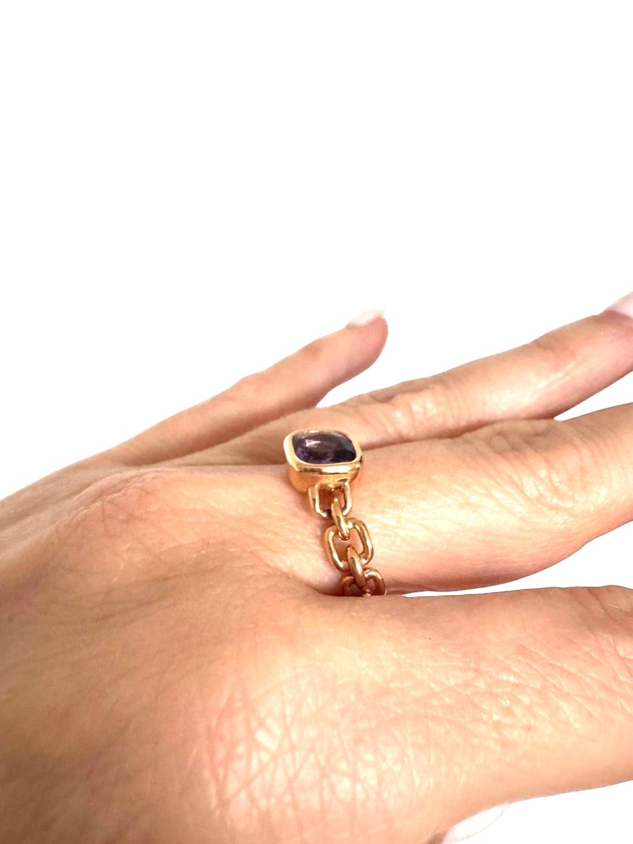 Poiray bague petit modèle "Indrani" en or rose et améthyste - Maison Eloe