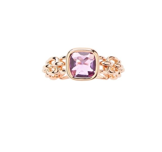 Poiray bague petit modèle "Indrani" en or rose et améthyste - Maison Eloe