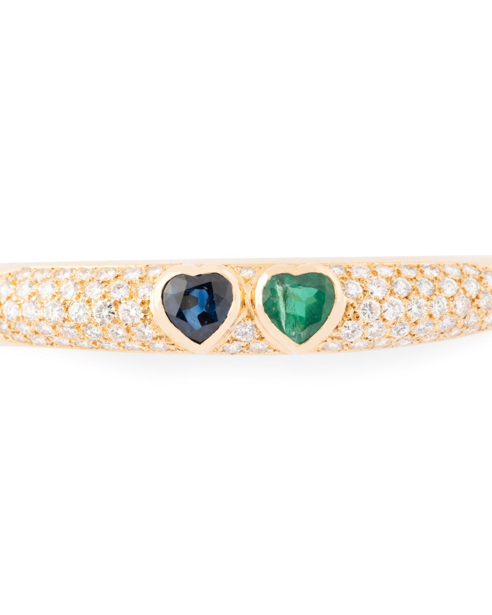 Poiray, bracelet en or jaune diamants émeraude et saphir
