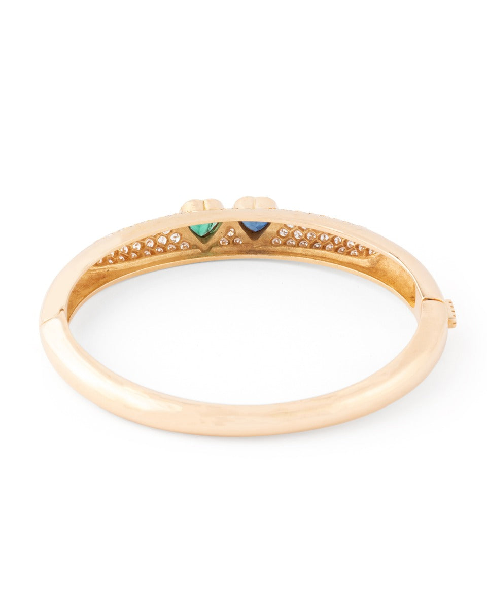 Poiray, bracelet en or jaune diamants émeraude et saphir