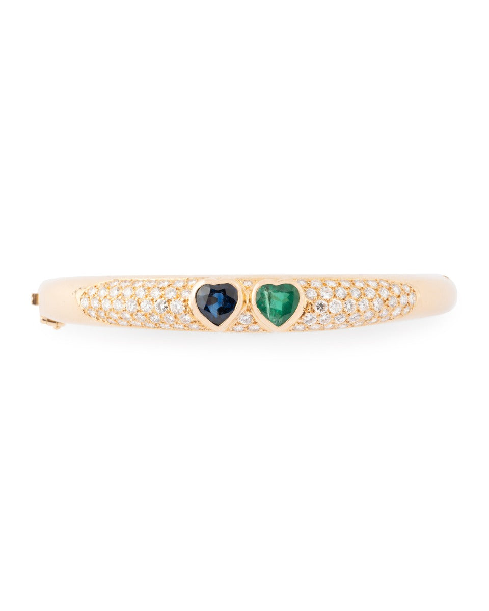 Poiray, bracelet en or jaune diamants émeraude et saphir