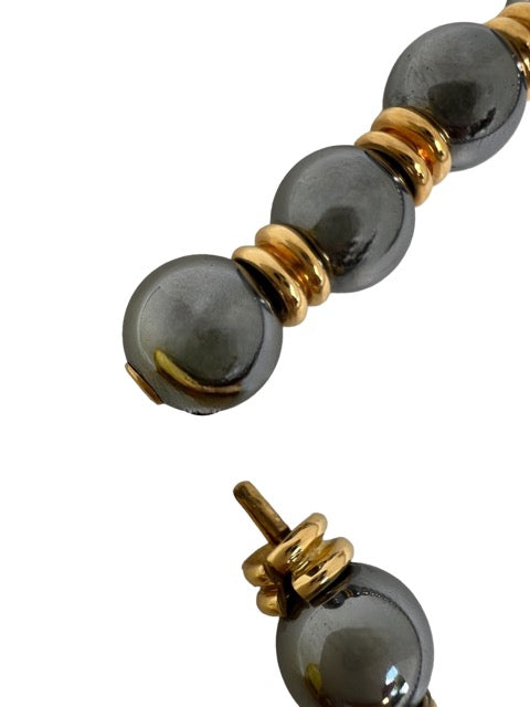 Poiray, Hematite, Gold, Ruby and Diamond Ball Necklace