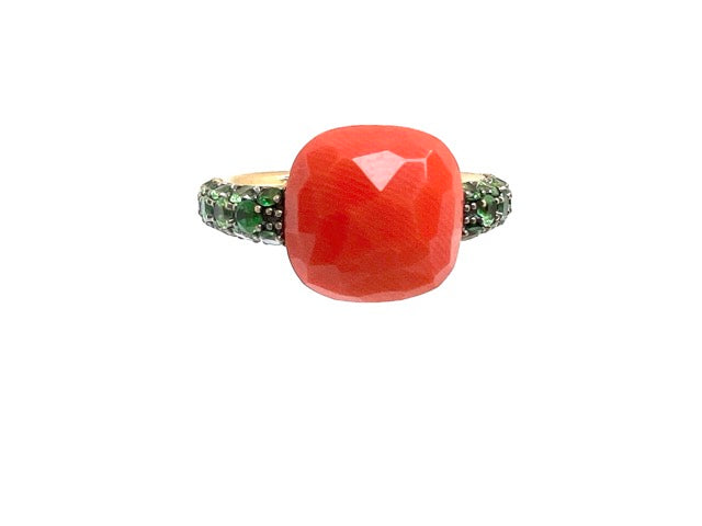 Pomellato, Bague "Capri"Corail, Tsavorites, Or Rose