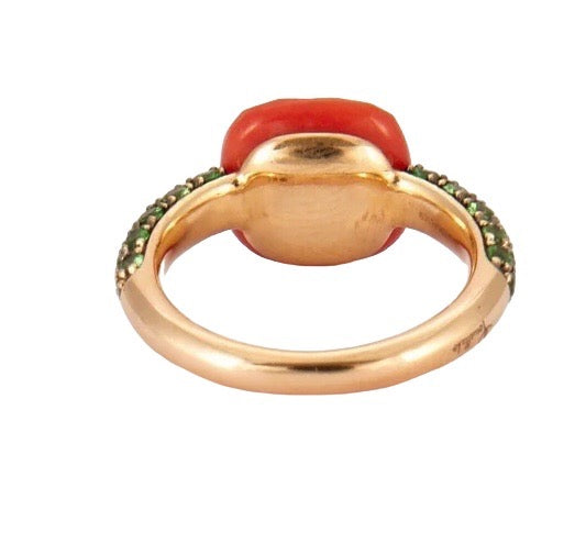 Pomellato, "Capri" Coral Ring, Tsavorites, Rose Gold
