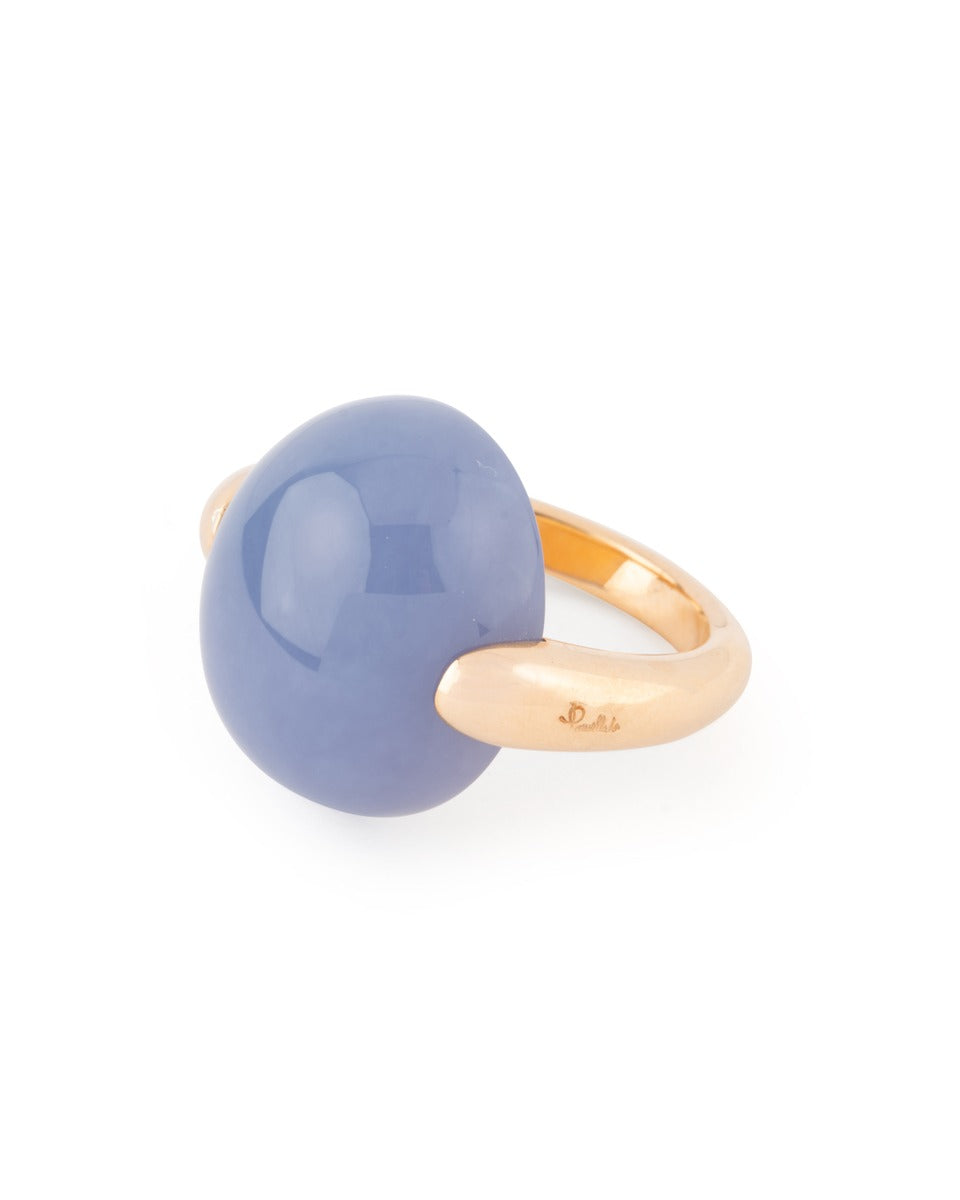 Pomellato "Luna" ring in 18K rose gold and chalcedony