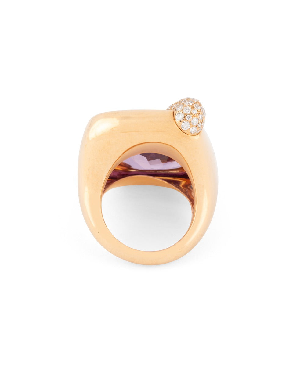 Pomellato "Ritratto" ring in 18K rose gold, amethyst and diamonds